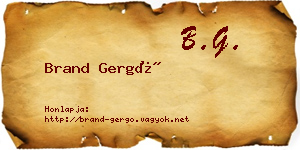 Brand Gergő névjegykártya